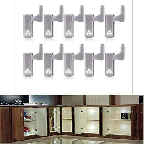DragonPad 10Pcs LED Smart Touch Induction Cabinet Light Cupboard Inner Hinge Lamp Sensor Light Night Light for Closet Wardrobe White Light 10pcs with Battery DragonPad 10Pcs LED Smart Touch Induction Cabinet Light Cupboard Inner Hinge Lamp Sensor Light Night Light for Closet Wardrobe White Light 10pcs with Battery