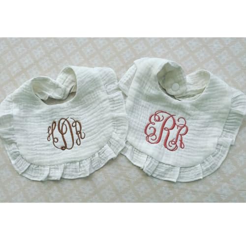 Personalized Baby Girl Bib Custom Embroidered Baby Bib Monogrammed Baby Girl Bib Custom Baby Girl Bib Baby Girl Gift Baby Shower Gift Ruffle Bib (Style 1)3