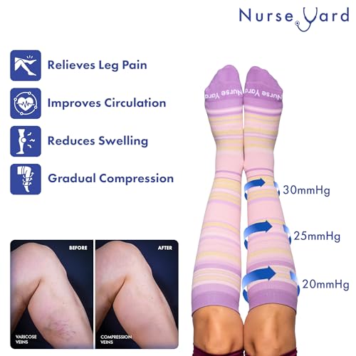 Image of Nurse Yard Compression Socks for Nurses - Women & Men - 20-30mmHg Graduated Compression, For Medical Staff, Athletes - 1 Pair