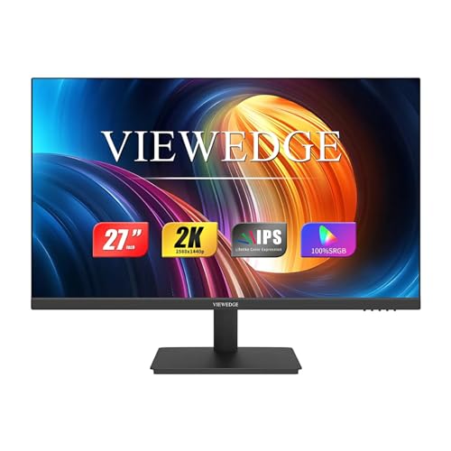 Image of Viewedge 27 inch Monitor with 2K 2560 x 1440 IPS Panel 75hz | Computer Monitor 27 inch QHD with HDMI, DP and Wall Mountable | Eye Protection PC 1440p Monitor for Working and Gaming