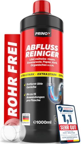 PRINOX Abflussreiniger 1000ml EXTRA STARK - Profi Rohrreiniger löst Haare, Essensreste & schwerste Verstopfungen - Rohrfrei gegen hartnäckige Verstopfungen...