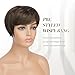 FESHFEN Pixie Cut Wigs Synthetic Short Brown Pixie Haircut Wig with Bangs Glueless Layered Wig Wavy Wigs for Women