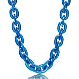Leashelllinco Hip Hop Rapper Big Fake Gold Chain, Thick Punk Chunky Large Plastic Chain Necklace, Non-Fading Adjustable Chains for Mens and Womens (Blue)