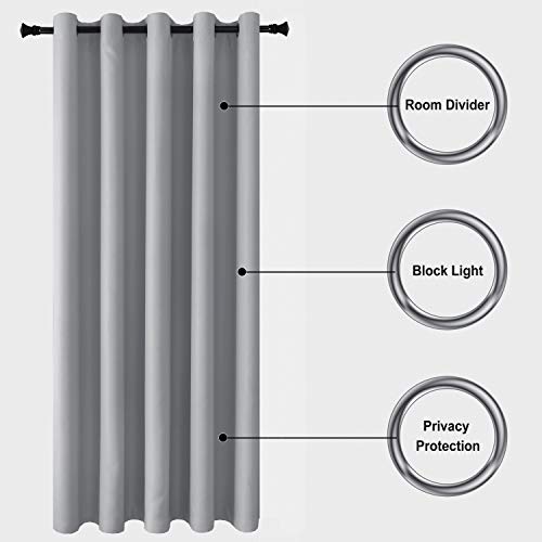 Image of DWCN Total Privacy Room Divider Blackout Curtain - Thermal Curtains for Patio Door, Living Room, Bedroom Partition and Shared Office Space, 1 Grommet Curtain Panel, 6.7ft Wide x 7ft Tall, Silver Grey