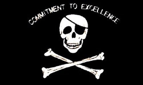 Wizzards Realm 3x5 Commitment to Excellence Pirate Flag Skull Cross Bones Ship Jolly Roger
