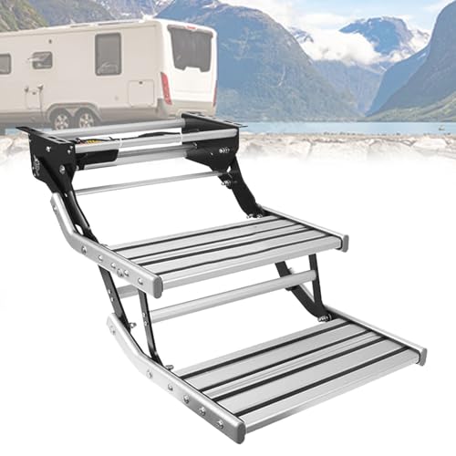 Elektrisch Intrekbare RV-Opstapjes, Elektrische Rv-Opstap Met Led-Verlichting, Draagvermogen 400 LBS, Eenvoudig Te Installeren Opvouwbare Opstap Voor RV, Camper, Buscamper En Caravan 12V-Double
