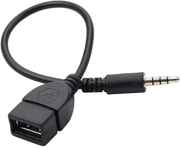 Black USB to AUX Adapter Cable,3.5mm Male AUX Plug to USB 2.0 Female Converter Adapter Cable Cord for Car Aux Port Length Black OTG Adapter Accessories Audio and Video Accessories20cm/8-inch