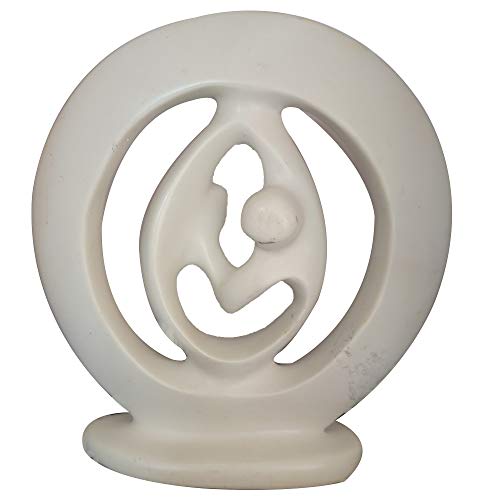 Stoneage Arts Couple Dancing Embracing Inside The Everlasting Circle of Time. Hand Carved by Kenyan Artisans. (8 Inch, Natural)