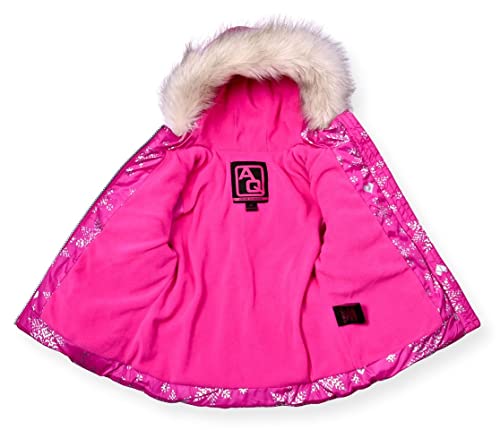 Arctic Quest Infant, Toddler & Young Girls Puffer Ski Jacket With Faux Fur Or Fleece Hood Lining And Bib Snowpants Skisuit Set, Rose Violet, Size 3T #TOP2