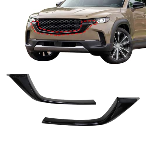 Image of SecosAutoparts 2Pcs Front Grille Inserts Cover Molding ABS, Compatible with Mazda CX-5 CX5 2022 2023 2024, Gloss Black Exterior Accessories