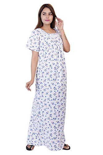Image of Women's Cotton Block Print Knee Length Nighty