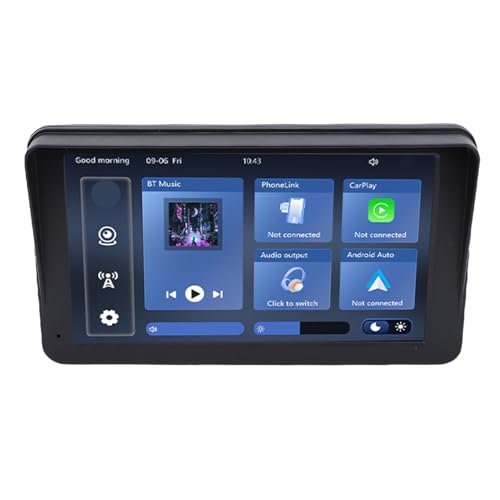 Tbest Autoestéreo Inalámbrico Portátil de 7 Pulgadas con Pantalla Táctil HD, Bluetooth, Mirror Link Automático, Entrada AUX y Radio FM para una Conducción Inteligente.