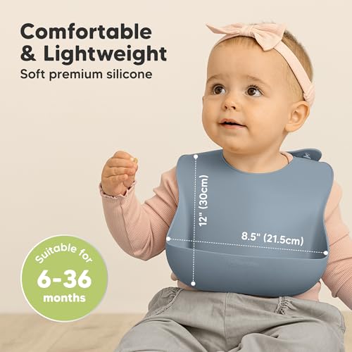 Image of KeaBabies 2-Pack Silicone Bibs for Babies, Toddlers Girl, Boy (Ocean)