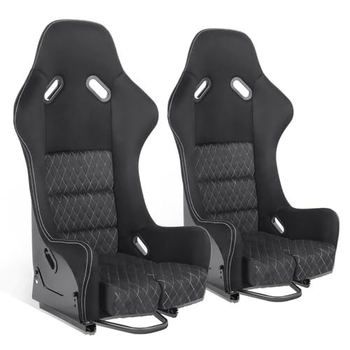 DNA MOTORING Pair of Universal Fixed Position Bracket Racing Seats with Sliders, 37