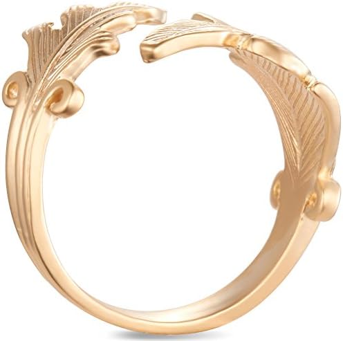 SHEGRACE Women Finger Ring with Leaves, 925 Sterling Silver, Engraving Cuff Ring, Platinum/Rose Gold/Golden, Size Q