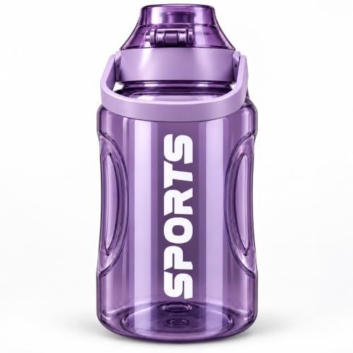 1400 ML Sports Matara, Tutma Saplı Ölçekli Bpa Free Plastik Su Şişesi, Mor