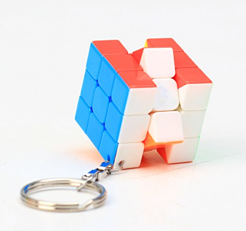 CuberSpeed Mini 3x3 Keychain Cube - Stickerless Bright Speed Magic Keyring