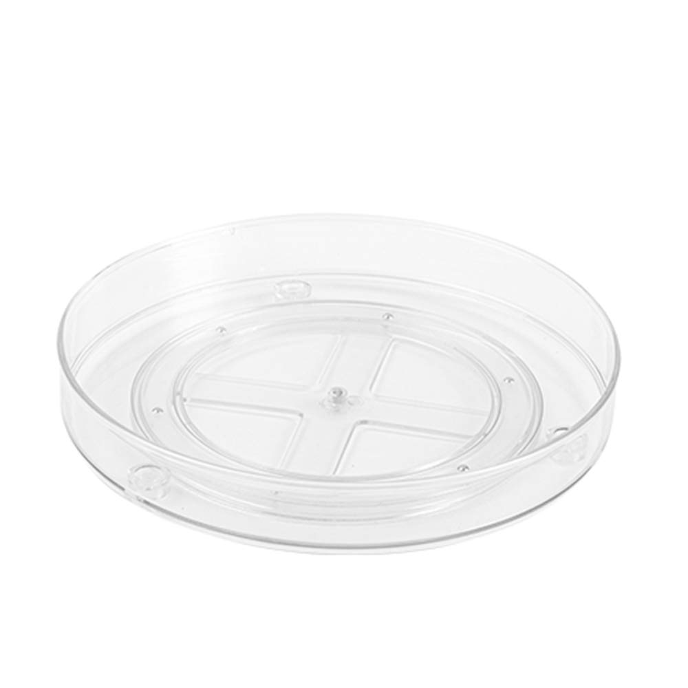 ZYYX Turntable Condiment Organizer, Plastic 2 Tier Spinning Spice Rack In Kitchen, Rotating Storage Tray For Cosmetics Bathroom, Clear, Three-Layers