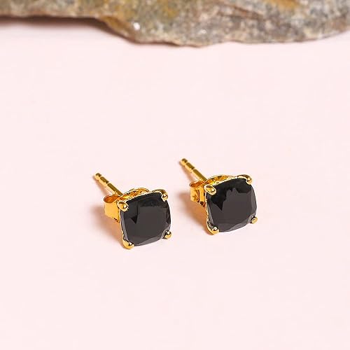 Miniatura 3 de YoTreasure Aretes de tuerca chapados en oro amarillo y oro de 10 quilates y 14 quilates con topacio azul de Londres, piedra lunar, rubí turquesa,