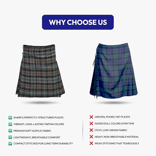 Image of 8 Yard Mens Kilt - Authentic Tartan Kilt for Men Highland Outfit for Weddings & Traditional Scottish Wear
