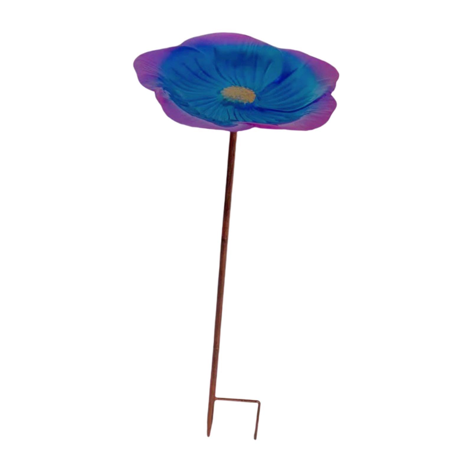 CALANDIS Bird Feeders Bowl with Stake Flower Shape Baths for Patio Lawn Backyard Purple Blue | Birdbaths | Bird & Wildlife Accessories-image-40