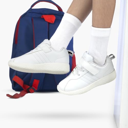 Image of KazarMax Black & White PU School Shoes for Unisex Boys & Girls