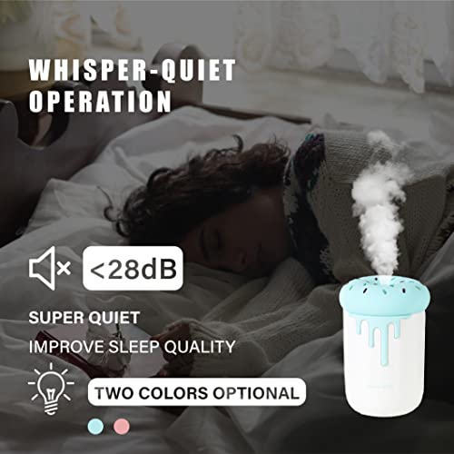 Portable Mini Cool Mist Humidifier - 250Ml Small Diffuser With Night Light Usb Personal Desktop Vaporizer For Plants Baby Bedroom Travel Office Home Auto Shut Off 2 Mist Modes Super Quiet Blue #TOP4