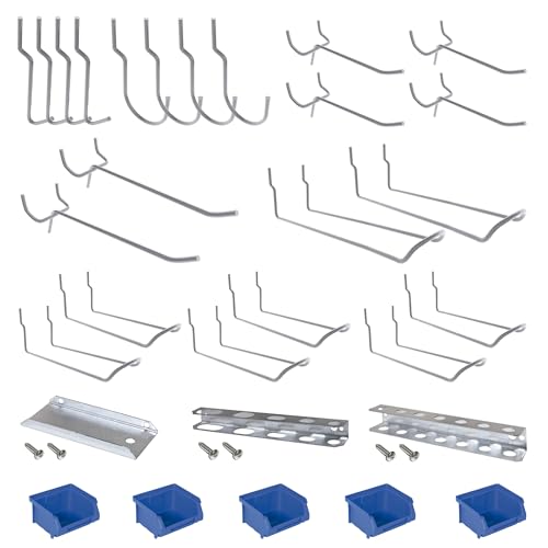 Simon Rack Surtido de Ganchos de Tablero Perforado, Porta Herramientas, 30 unidades, Galvanizados