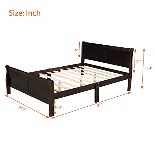 Aocoroe Wood Queen Bed Frame With Headboard And Foot Board, Queen Size Platform Bed Sleigh Bed With Slats And Extra Supporting Legs, No Box-Spring Needed.espresso #TOP1