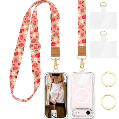 Knagsfa Phone Lanyard Crossbody Strap, Adjustable Neck Strap and Wristlet Strap for Phone Wallet ID Badge, Around the Neck Wristlet Shoulder Wrist Keychain with 2 Phone Tabs