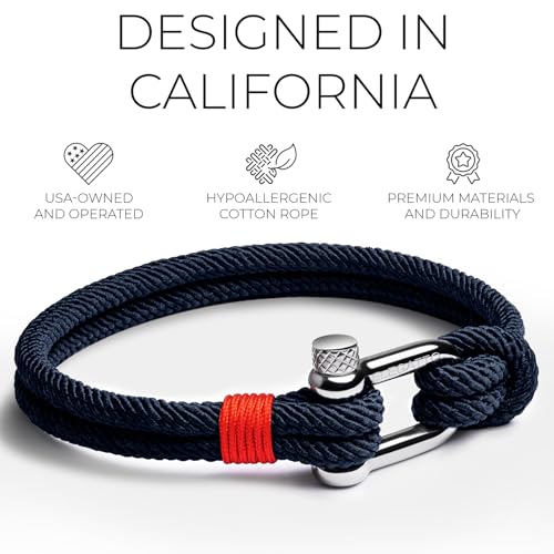 Elegatto Alchor Premium Rope Bracelet for Men | Nylon Marine Cord with Silver Polished Stainless Steel Shackle Closure | Waterproof and Fade-Resistant | Men’s Designer Bracelets2