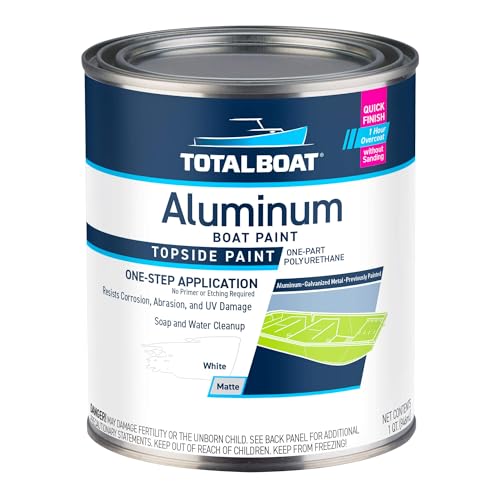TotalBoat Aluminum Boat Paint | Durable, Fast-Drying Marine Paint for Canoes, Jon Boats, Dinghies, Pontoons, Hunting Blinds, and Trailers | White, Quart