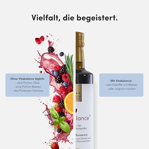 Vitabalance® Mikronährstoffkonzentrat 500 ml – 128 Zutaten inkl. fermentiertem Obst und Gemüse – für die tägliche Nährstoffversorgung | Vegan | 1-Monats-Vorrat
