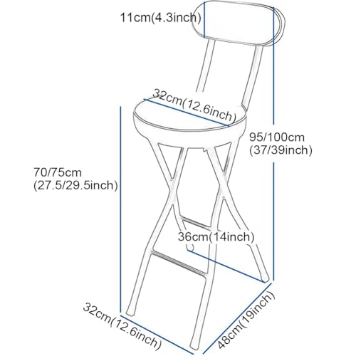 Tabourets de bar pliants 75 cm - Chaises hautes compactes marron avec dossier LWX - 4