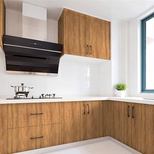 Hode Klebefolie Möbel Möbelfolie Holzoptik Selbstklebend, Holzfolie Schrankfolien Selbstklebende Folie für Möbel Arbeitsplatte Küche, Tapete Holz Braun Eiche 40x300cm