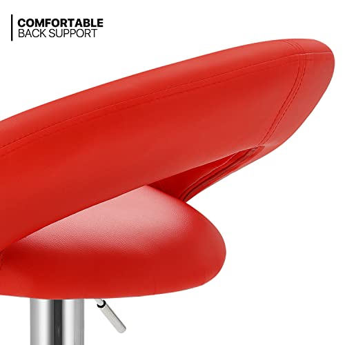 Monibloom Adjustable Bar Stools Set Of 2 Modern Cute  Pu Leather Swivel Barstools With Hollow Back And Chorm Base For Kitchen Dining Room, Red #TOP4