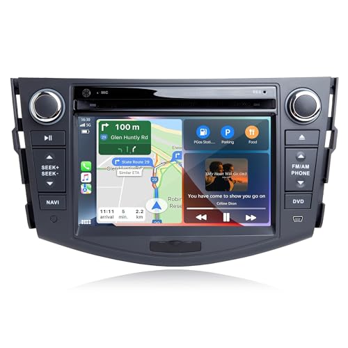 Radio de Coche Android 7' para Toyota RAV4 2006-2012, CarPlay con Cable, Android Auto & Mirror Link, GPS, Bluetooth, WiFi, FM, Control del Volante, Reproductor CD, 2GB+16GB