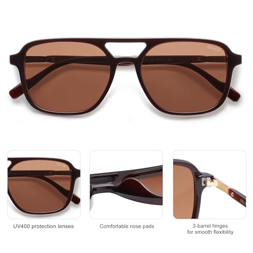 Image of SOJOS Retro Aviator Sunglasses for Women Men,Trendy Rectangle Womens Mens Shades Sun Glasses SJ2202
