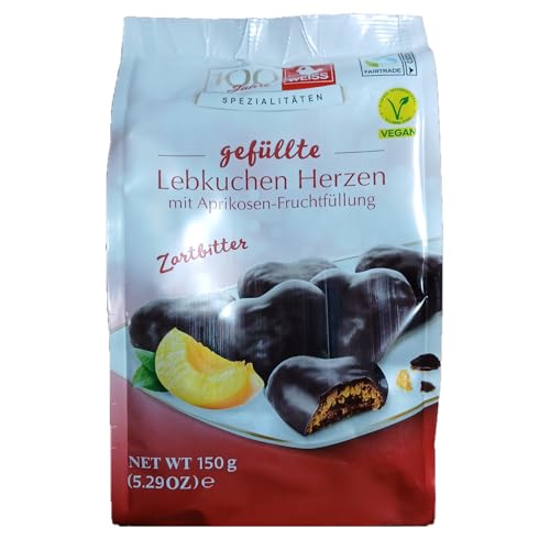 Weiss Filled Gingerbread Hearts, Dark Chocolate, 5.29 oz