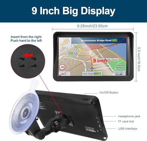 GPS Navigation for Car Truck RV, GPS Navigator with 9 inch, 2024 Maps (Free Lifetime Updates), Truck GPS Commercial Drivers, Semi Trucker GPS Navigation System, Custom Truck Routing