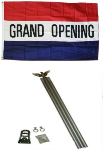 New They can be used indoors or outdoors.3x5 Advertising Grand Opening Red White Blue Flag Aluminum Pole Kit Set 3'x5'.The authentic design is based on information from official sources