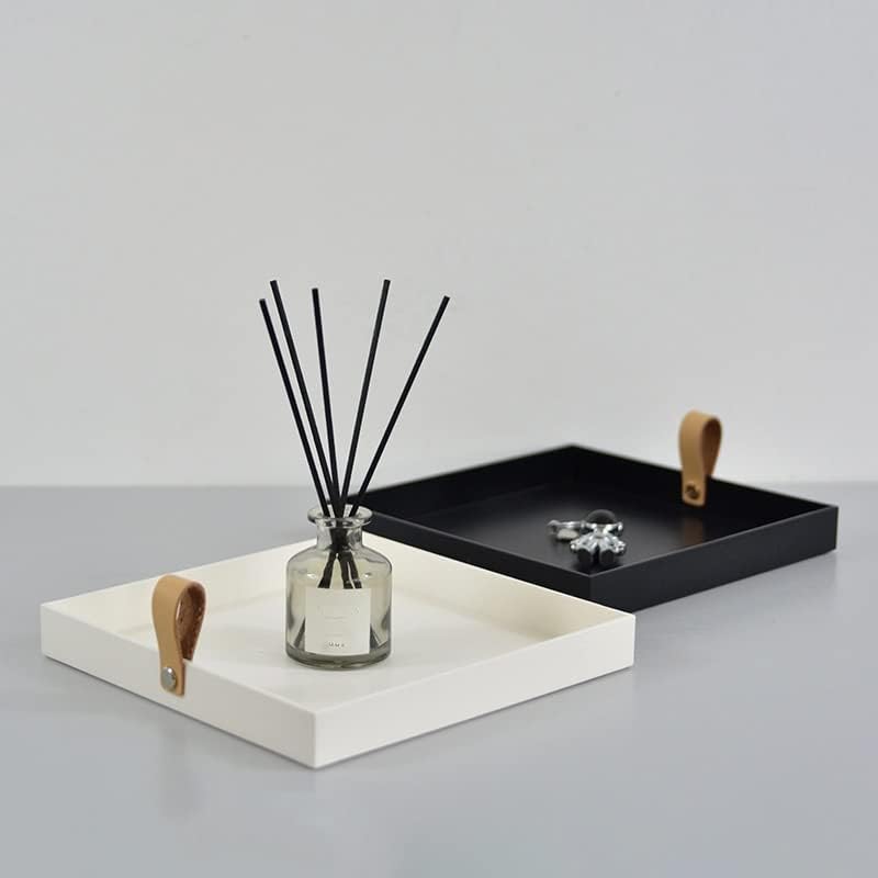 Tray for Square Decorative Cosmetics Sundries Desktop Storage Plate with Handle Home Party Decor(C) image 5