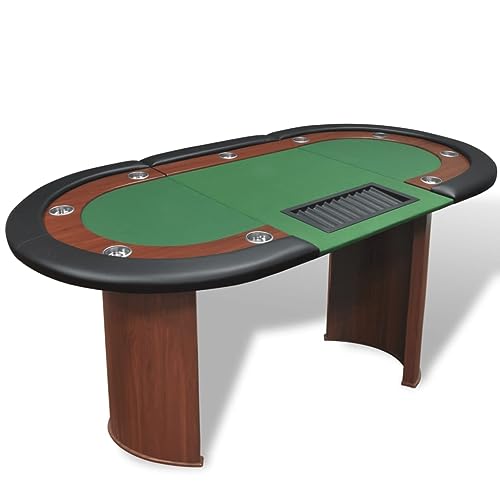 TALCUS Möbelset-10 Spieler Pokertisch mit Dealerbereich und Chiptablett grün