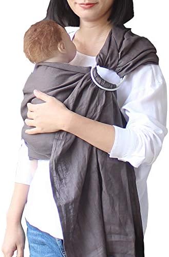 Baby Ring Sling Baby Carrier, Extra Soft Baby Sling Carrier for Newborn to Toddler, Lightweight Breathable Adjustable Baby Wrap Sling, Dark Grey