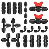 Juego de 22 accesorios de riego, conector de manguera de goteo de 1/2 pulgadas para manguera de 13 – 16 mm, conectores de púa para sistema de riego de jardín Micro Drip (negro)