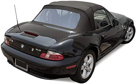Fits: BMW Z3 1996-2002 Convertible Soft Top Replacement & Plastic Window Twill (Black)