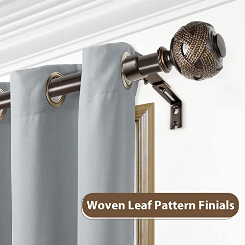 Usfook Window Treatment Finials For 1 Or 7/8 Inch Curtain Rods, Bronze Drapery Rods Replacement Finials With M6 Screws, Woven Leaf Pattern, 2 Pack #TOP2