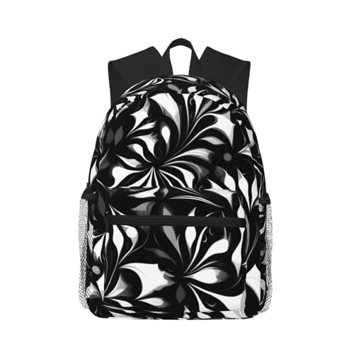 Sac à dos d'université léger noir et blanc avec poches spacieuses pour étudiant