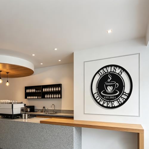 Image of Personalized Coffee Bar Metal Sign, Custom Coffee Signs, Custom Coffee Name Signs for Cafe Station, Coffee Wall Art Decor for Kitchen, Cafe Shop Decor, Cafe Lover Gift