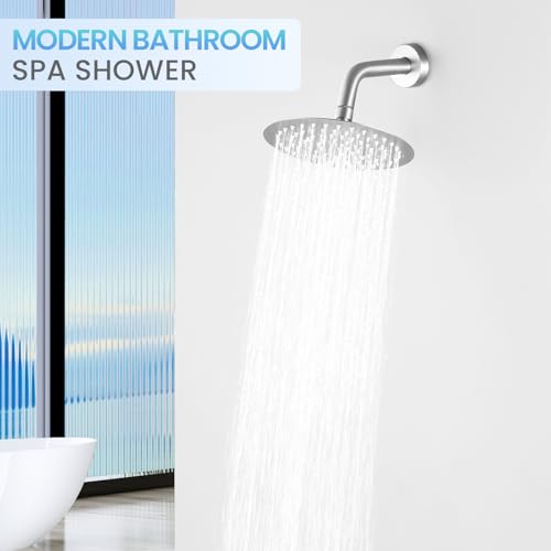 Brushed Nickel 8-Inch Rain Shower Head - Water-Saving Design - Image 6